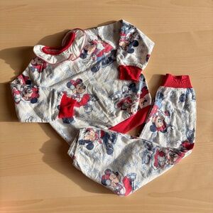 Vintage Christmas Mickey and Minnie flannel pajamas kids size 3
